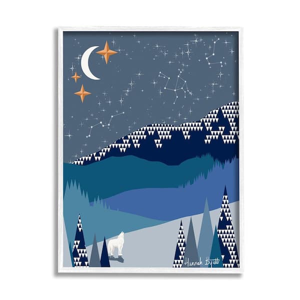 Stupell Industries Winter Night Landscape by Hannah Byatt 1-Piece Framed Graphic Print Nature Poster Art Print 20 in. x 16 in.