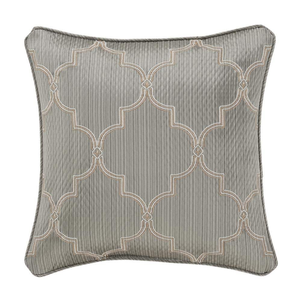 Medellin Sage Polyester Damask 18 in. Square Embellished Decorative Throw P