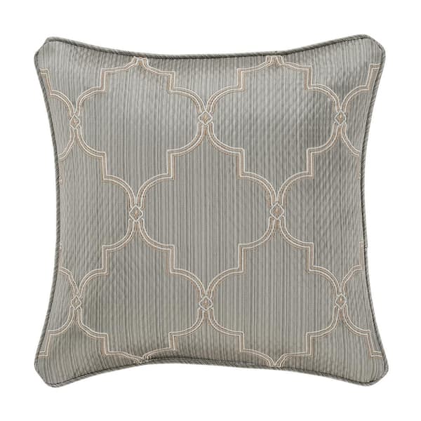 Unbranded Medellin Sage Polyester Damask 18 in. Square Embellished Decorative Throw Pillow 18 in. L x 18 in. W