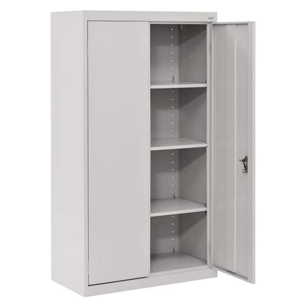 Sandusky System Series 64 in. H x 30 in. W x 18 in. D Dove Gray Double Door Storage Cabinet with Adjustable Shelves