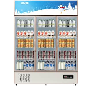 Commercial Refrigerator, Display Fridge Upright Beverage Cooler, Glass Door with LED, 35 cu. ft. Triple Swing Door