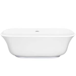 Elegant Luxury 67 in. Acrylic Freestanding Flatbottom Non-Whirlpool Double Slipper Soaking Bathtub in White