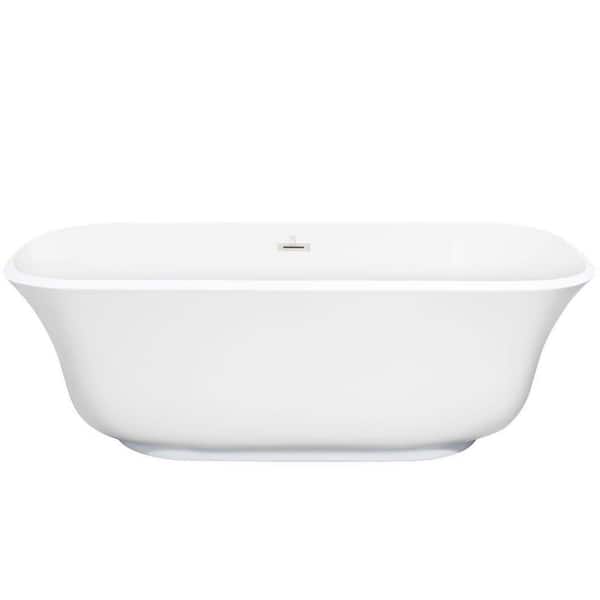 INSTER Elegant Luxury 67 in. Acrylic Freestanding Flatbottom Non-Whirlpool Double Slipper Soaking Bathtub in White