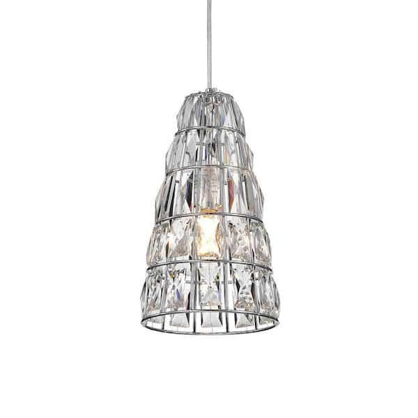 Warehouse of Tiffany Lazarus 7 in. 1-Light Chrome Indoor Pendant Chandelier