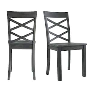 Regan Gray Wooden X-Back Dining Chair (Set of 2)