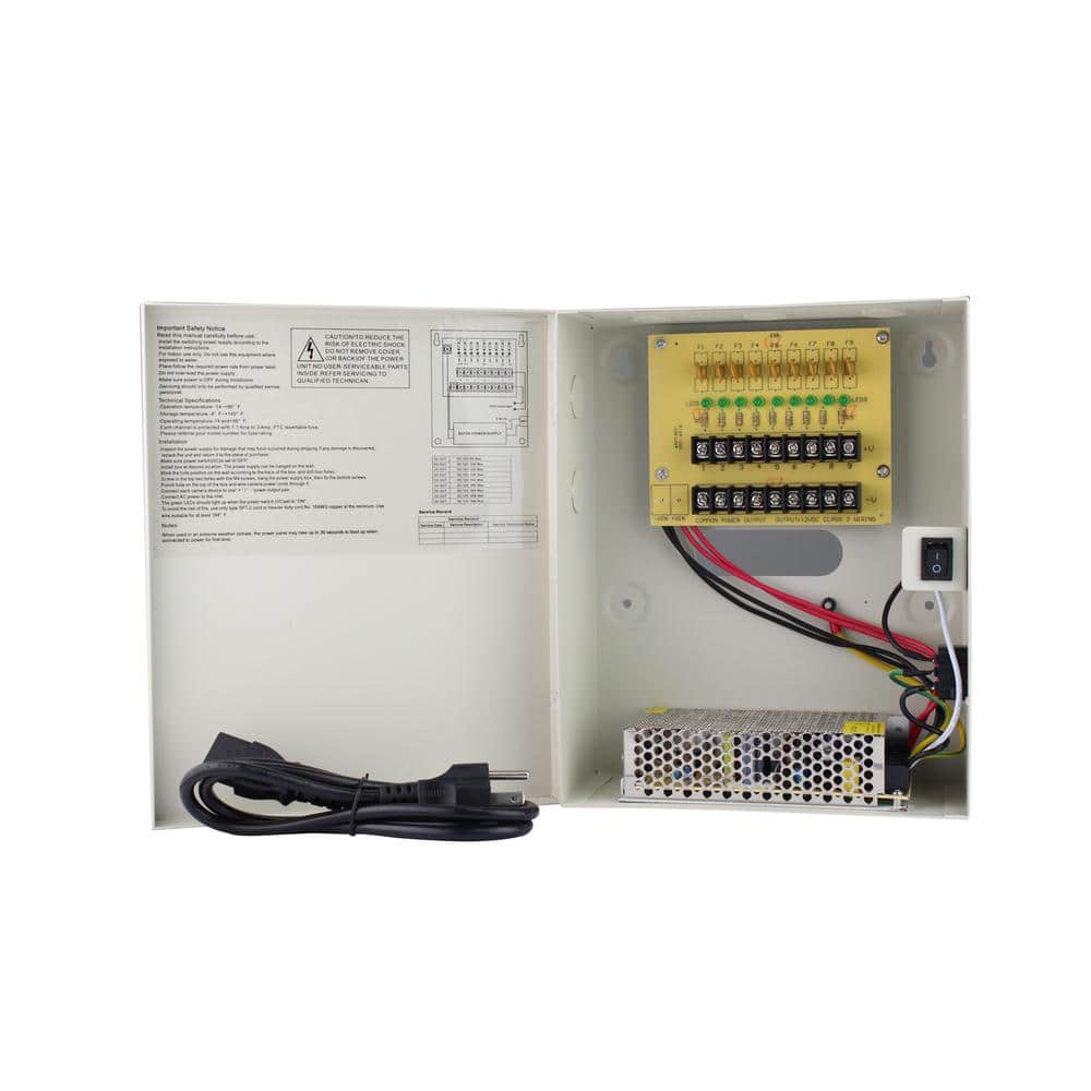 CCTV Power Supply Box Distribution Unit 9 Ports Output PTC Fuse 12V DC 10Amp 