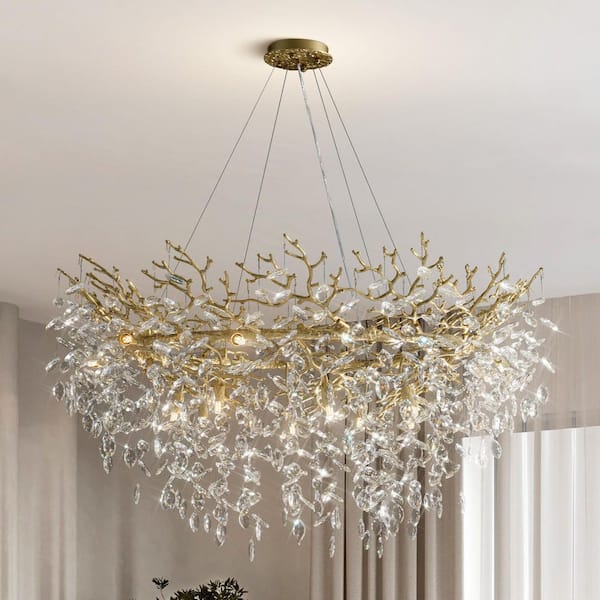 YUYI Modern Chandelier 47 in. 14-Light Gold Chandelier for Dinning