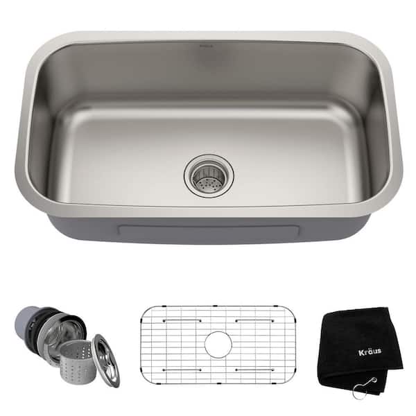 KRAUS Premier Undermount Stainless Steel 31 in. Single Bowl Kitchen Sink