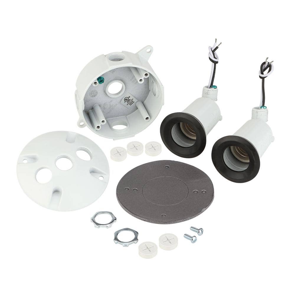 Commercial Electric White Outdoor Flood Light Weatherproof Lampholder