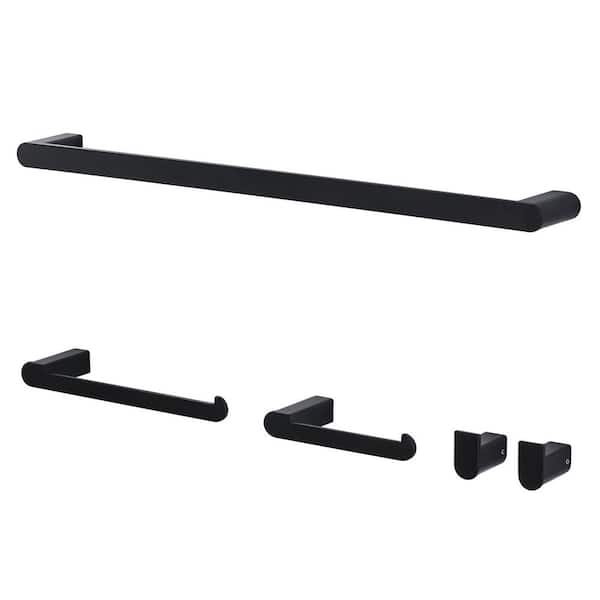 5-Piece Bath Hardware Set Rounded Corner with Mounting Hardware in Matte Black