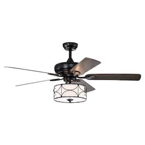 52 in. Smart Indoor/Outdoor Matte Black Ceiling Fan with Remote Control and 5 Dual Finish Blades Reversible Fan Light