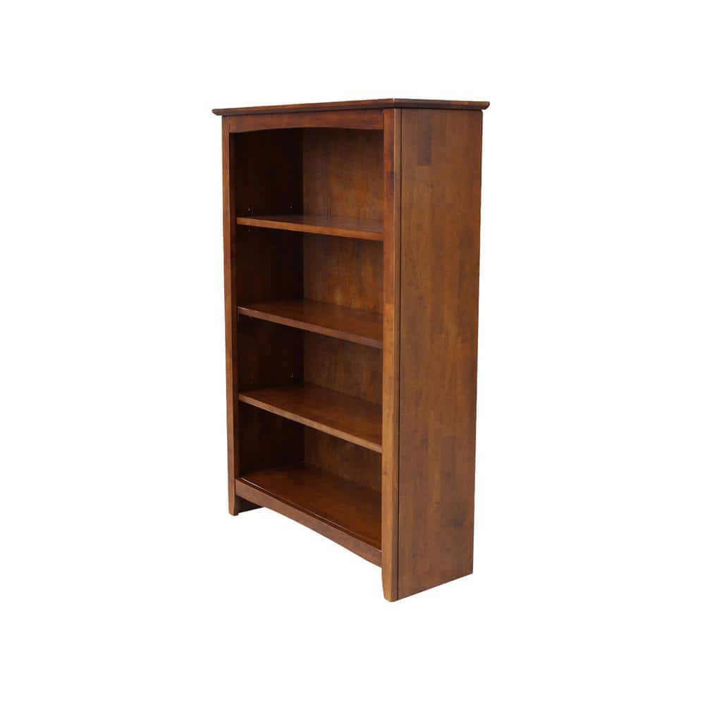 48" Espresso Stained Rubberwood Adjustable Shelf Bookcase