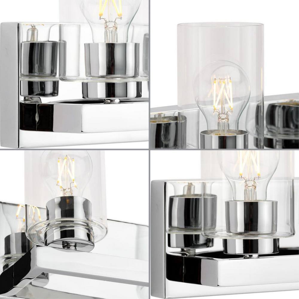 Goodwin Polished Chrome 2-Light Vanity with Clear Glass Shades