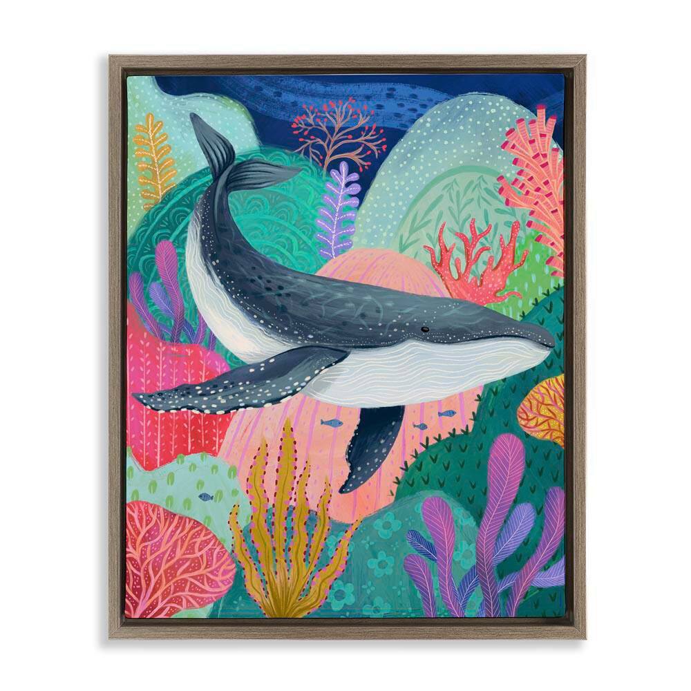 Bright Whale and Sea Coral by Arrolynn Weiderhold Brown Floater Frame Coastal Graphic Art Print 31 in. x 25 in. price history on PriceWatchPro