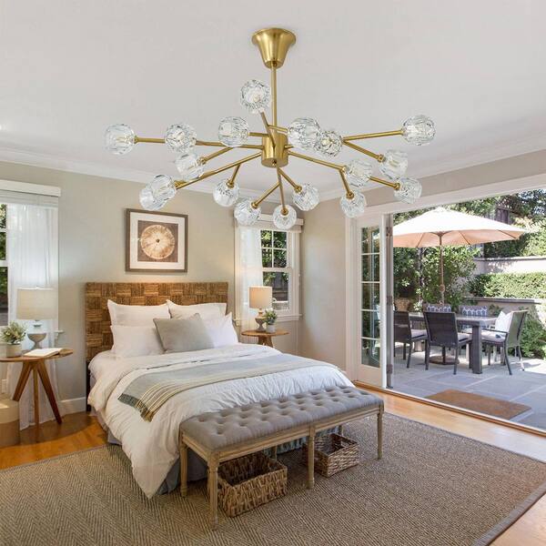 BAOURE 18-Lights Sputnik Chandeliers Gold Modern Crystal Pendant