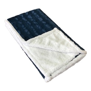 Monroe Faux Fur Reverse to Sherpa Blue Throw Blanket