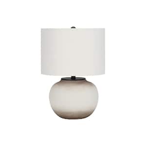 20.5 in. Cream Modern Integrated LED Bedside Table Lamp with Cream Fabric Shade