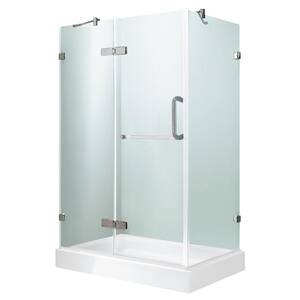 Monteray 32 in. L x 40 in. W x 79 in. H Frameless Hinged Shower Enclosure Kit in Brushed Nickel with 3/8 in. Clear Glass