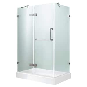 Monteray 32 in. L x 48 in. W x 79 in. H Frameless Hinged Shower Enclosure Kit in Brushed Nickel with 3/8 in. Clear Glass