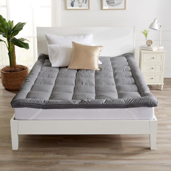 Light Grey Premium 2 in. Thick Down Alternative Queen Mattress Topper
