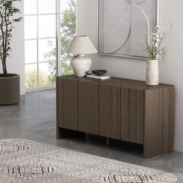 Manhattan Comfort Linda Modern Walnut Brown Composite Wood 60 in