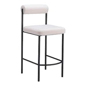 Livorno 26.0 in. Open Back White Wood Frame Counter Stool with 100% Polyester Seat - (Set of 2)