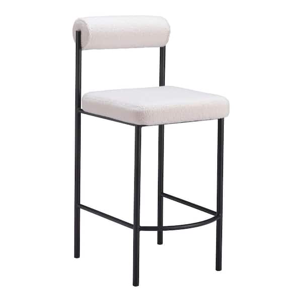ZUO Livorno 26.0 in. Open Back White Wood Frame Counter Stool with 100% Polyester Seat - (Set of 2)