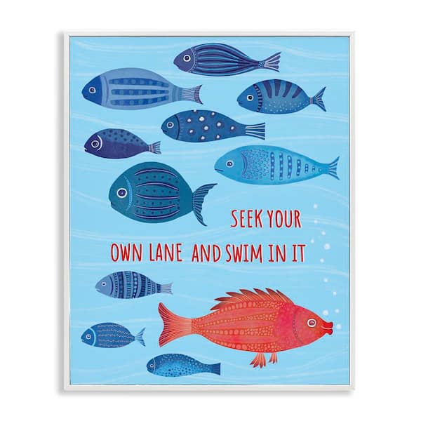 Swim In Your Own Lane by Darlene Seale White Framed Coastal Giclee Art Print 14 in. x 11 in.