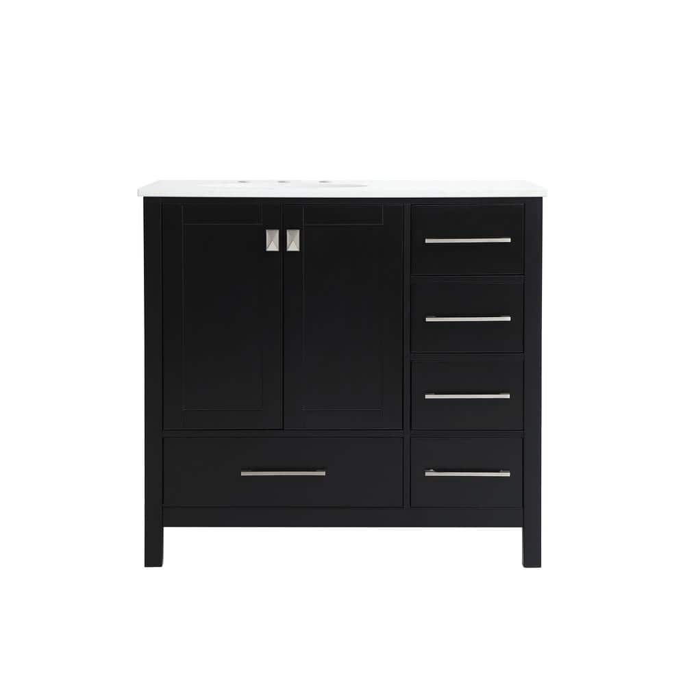 Timeless 36 in. W x 22 in. D x 34 in. H Single Bathroom Vanity in Black wit