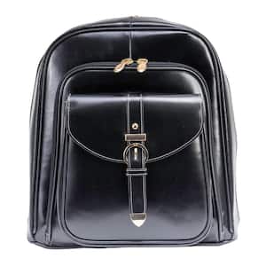 Olympia, 14 in. Black Leather Business Laptop Tablet Backpack, 99565