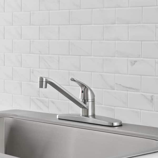 Single-Handle Standard Kitchen Faucet in Stainless Steel