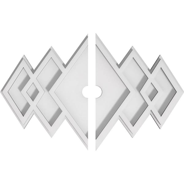 Ekena Millwork 14 in. x 9.37 in. x 1 in. Zoe Architectural Grade PVC Contemporary Ceiling Medallion (2-Piece)
