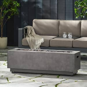 Reign Concrete Rectangular Metal Outdoor Patio Fire Pit (No Tank Holder)