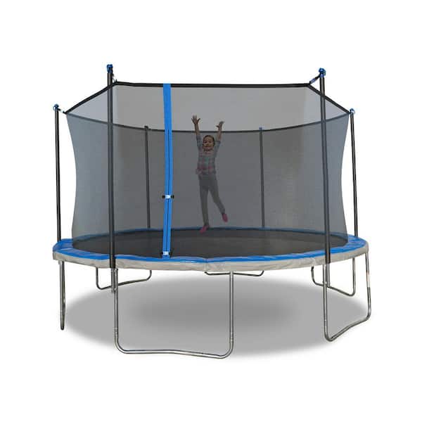 TRUJUMP 12 ft. Trampoline with 6-Pole Enclosure in Blue