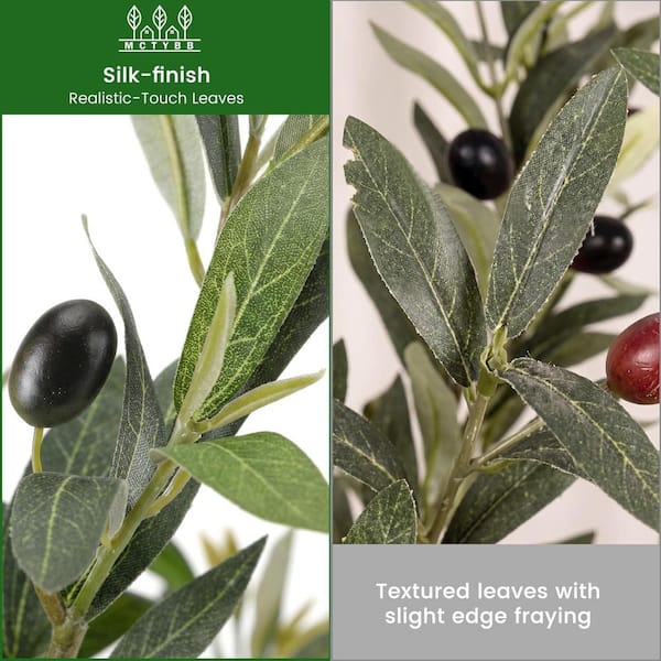 Swafrrt 7 ft. Artificial Olive Tree in Pot, Large Faux Olive Silk