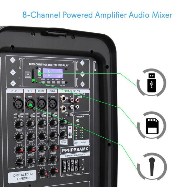 Pyle 8-Channel Bluetooth Studio Audio Mixer in the Public Address System  Parts & Accessories department at