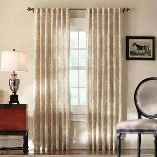 Home Decorators Collection Tonal Damask Light Filtering Window Panel in Cream - 50 in. W x 84 in. L