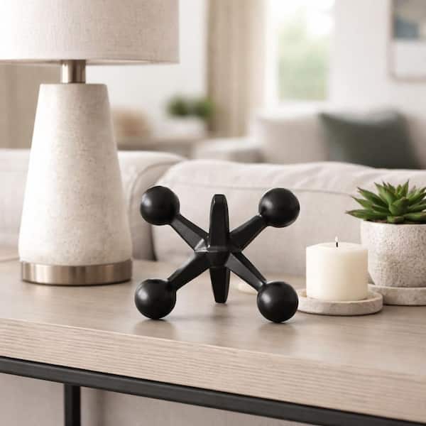 Black 7 in. x 5 in. Metal Jacks Abstract Sculpture