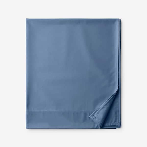 Company Cotton Rayon Made From Bamboo Blue Horizon 300-Thread Count Sateen Queen Flat Sheet