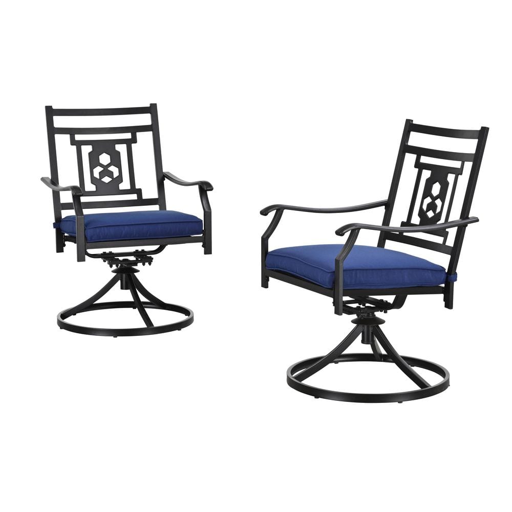 Swivel Metal Outdoor Lounge Chair with Blue Cushions price history on PriceWatchPro