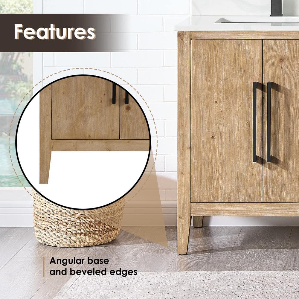 Laurel 59.2" Weathered Fir Double Bathroom Vanity Base