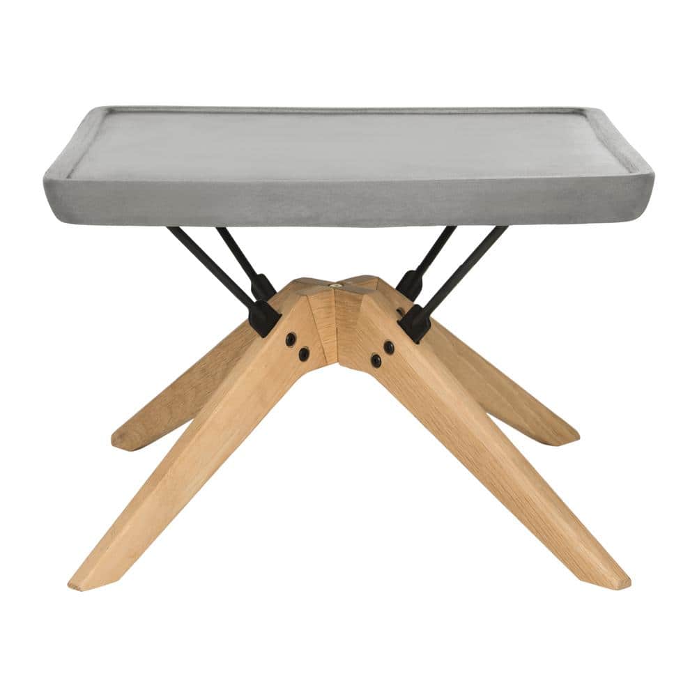 Delartin 22" Square Concrete and Oak Coffee Table in Dark Grey