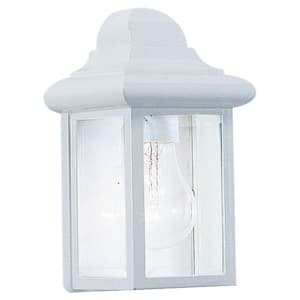 Mullberry Hill 1-Light White Outdoor 8.75 in. Wall Lantern Sconce