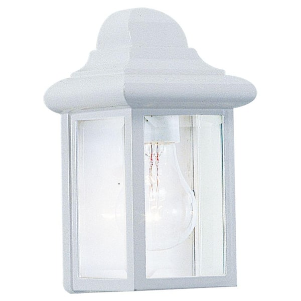 Generation Lighting Mullberry Hill 1-Light White Outdoor 8.75 in. Wall Lantern Sconce
