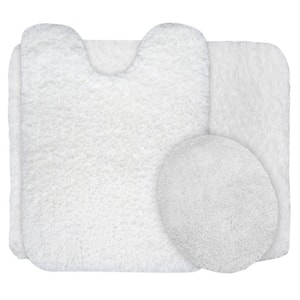 White 19.5 in. x 24 in. Super Plush Non-Slip 3-Piece Bath Rug Set