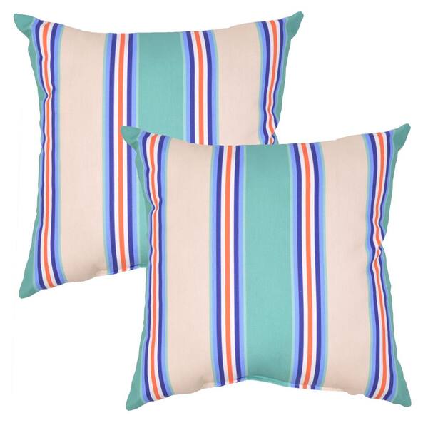 Plantation Patterns, LLC Seaglass Stripe Square Outdoor Throw Pillow (2-Pack)