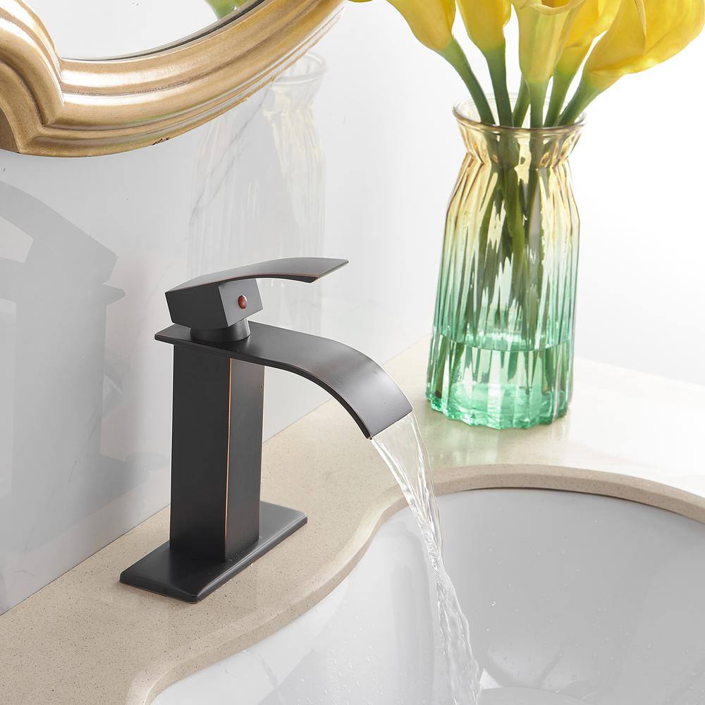 Oil Rubbed Bronze Single Handle Waterfall Bathroom Faucet