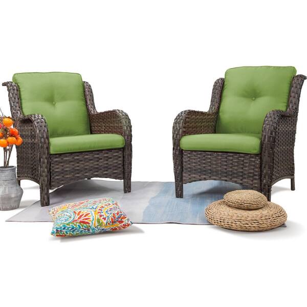 JOYSIDE Arm Ergonomic 2Piece Patio Wicker Outdoor Lounge Chair with