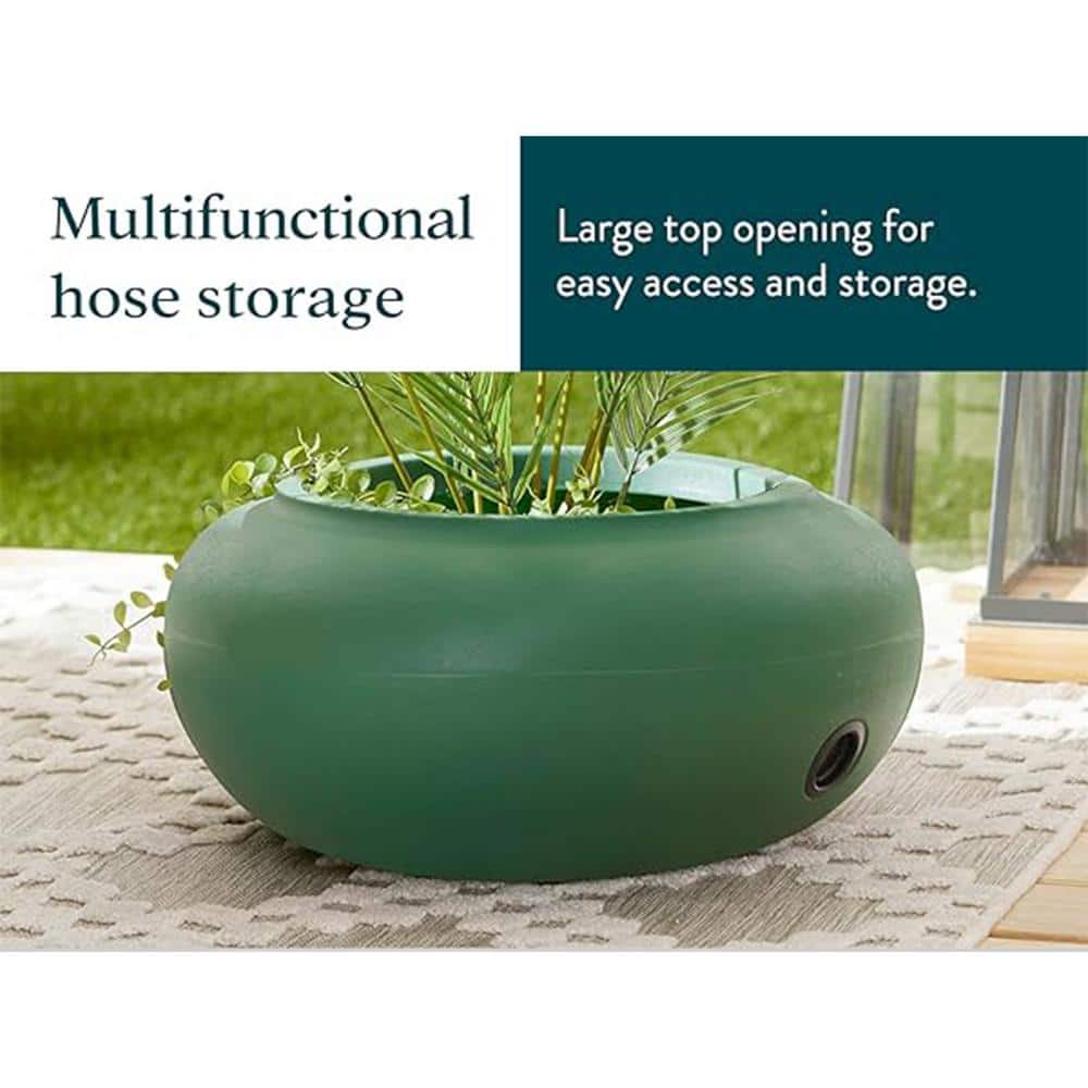 Grassy Green 21 Inch Round Plastic Garden Hose Storage Pot