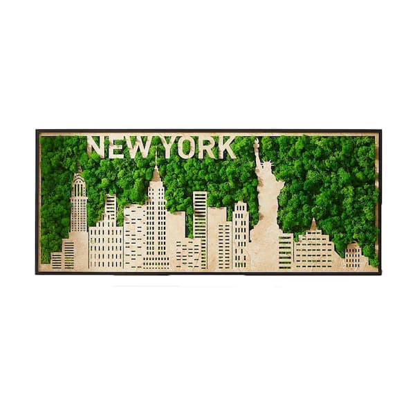 New York Moss City Silhouette Metal Wall Art Display, Wall Art